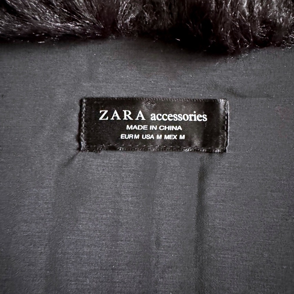 Zara Accessories Black Faux Fur Plush Shawl Scarf Medium - Picture 3 of 4